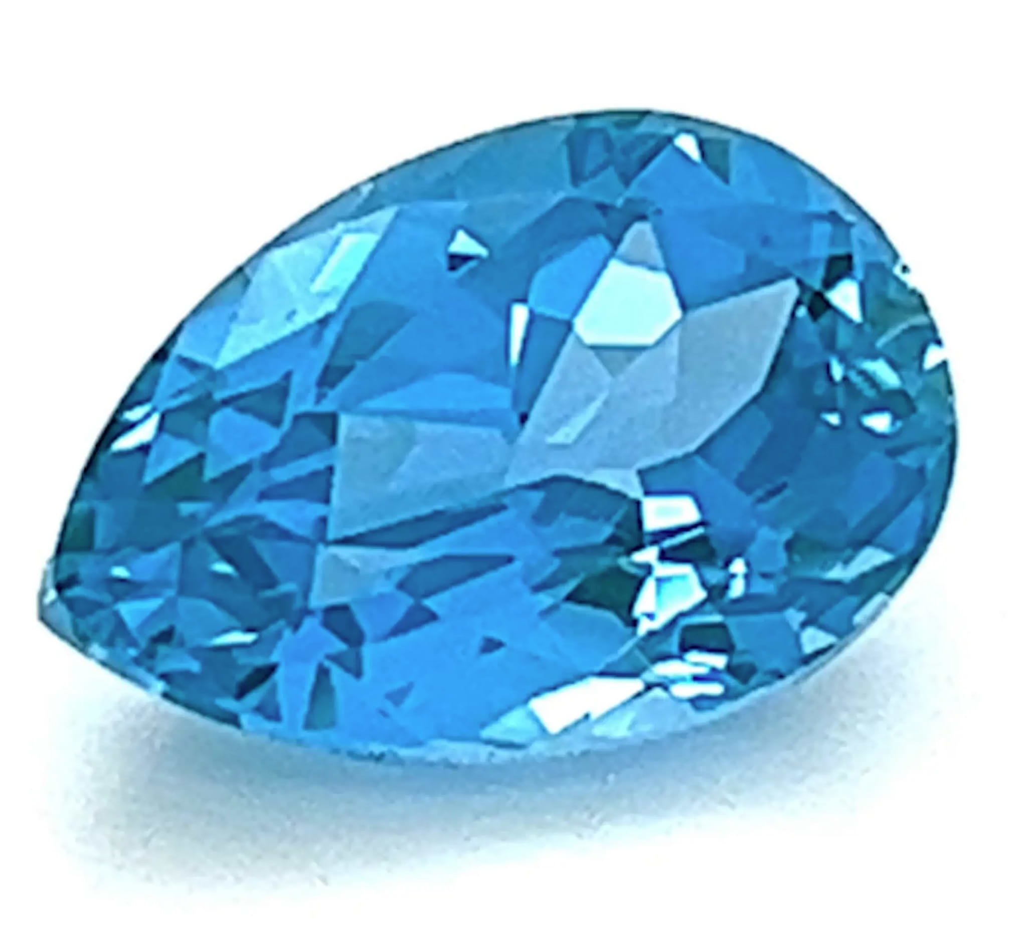 1.06 Carat Pear Cut Lab-Created Paraiba Teal Spinel