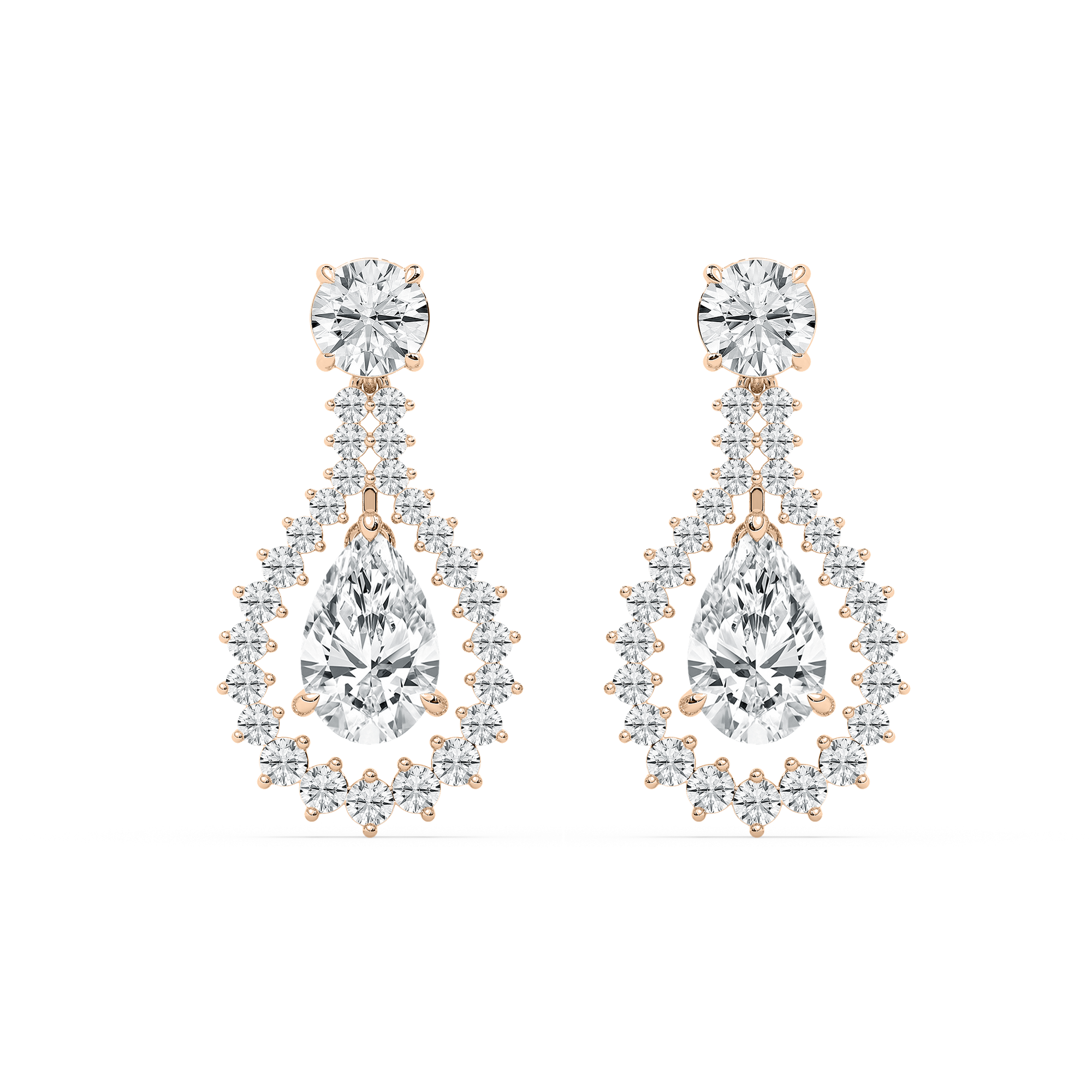 Parisian Pear Drama Earrings in Rose Gold