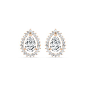 Parisian Pear Stud Earrings in Rose Gold