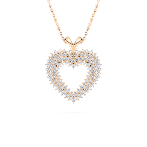 Pavé Open Heart Pendant in 14K Rose Gold