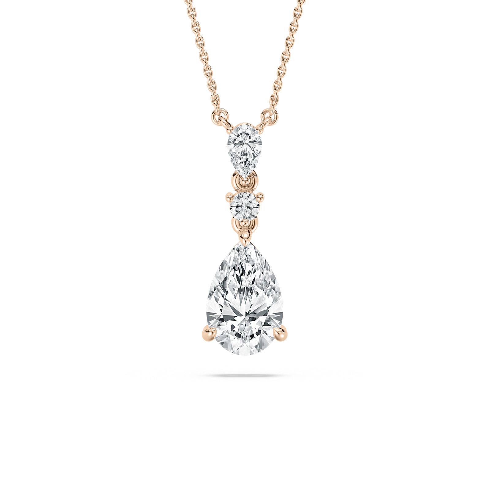 Pear Diamond Drop Pendant in Rose Gold
