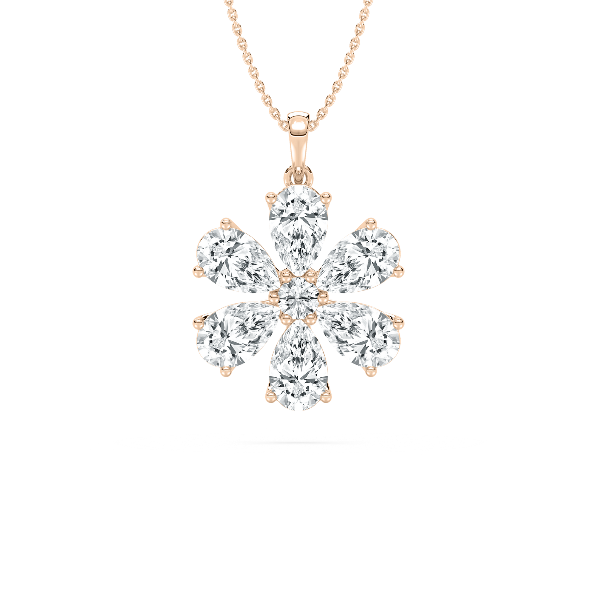 Pear Flower Pendant in Rose Gold