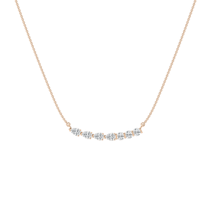 Pear and Round Bar Necklace in Rose Gold