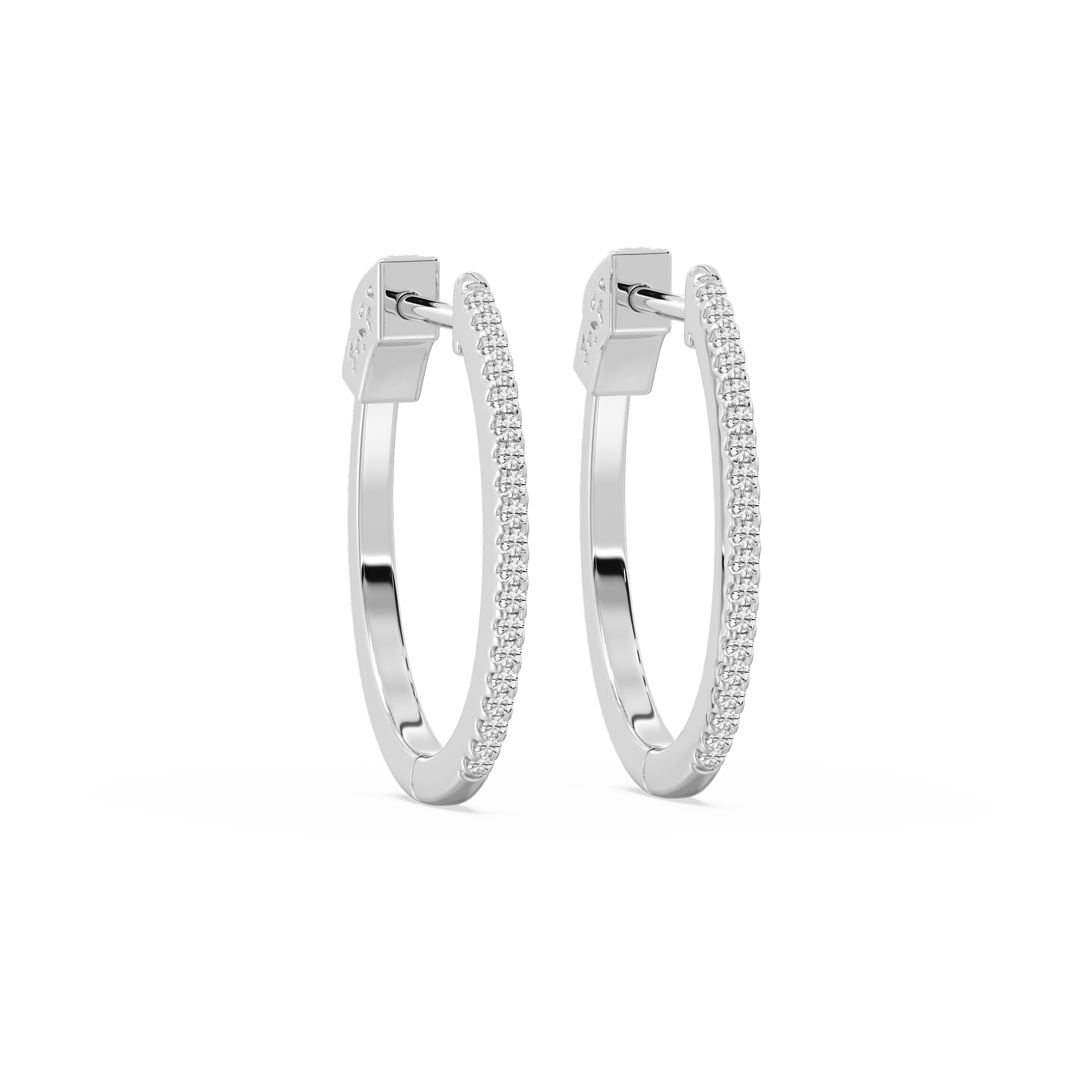 Petite Hinged Hoops with Lab-Grown Diamonds in 14K White Gold