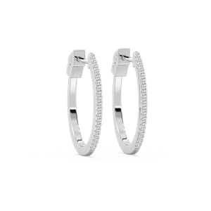 Petite Hinged Hoops with Lab-Grown Diamonds in 14K White Gold