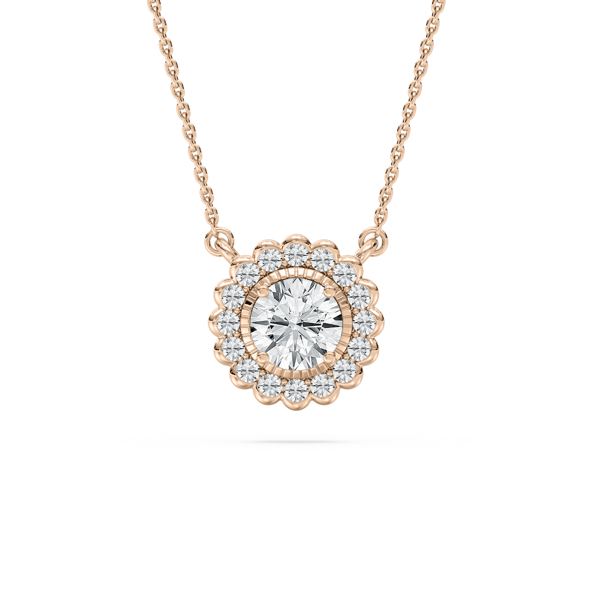 Petite Round Drop Necklace in Rose Gold