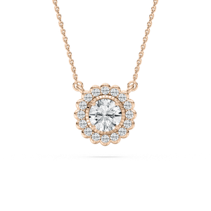 Petite Round Drop Necklace in Rose Gold