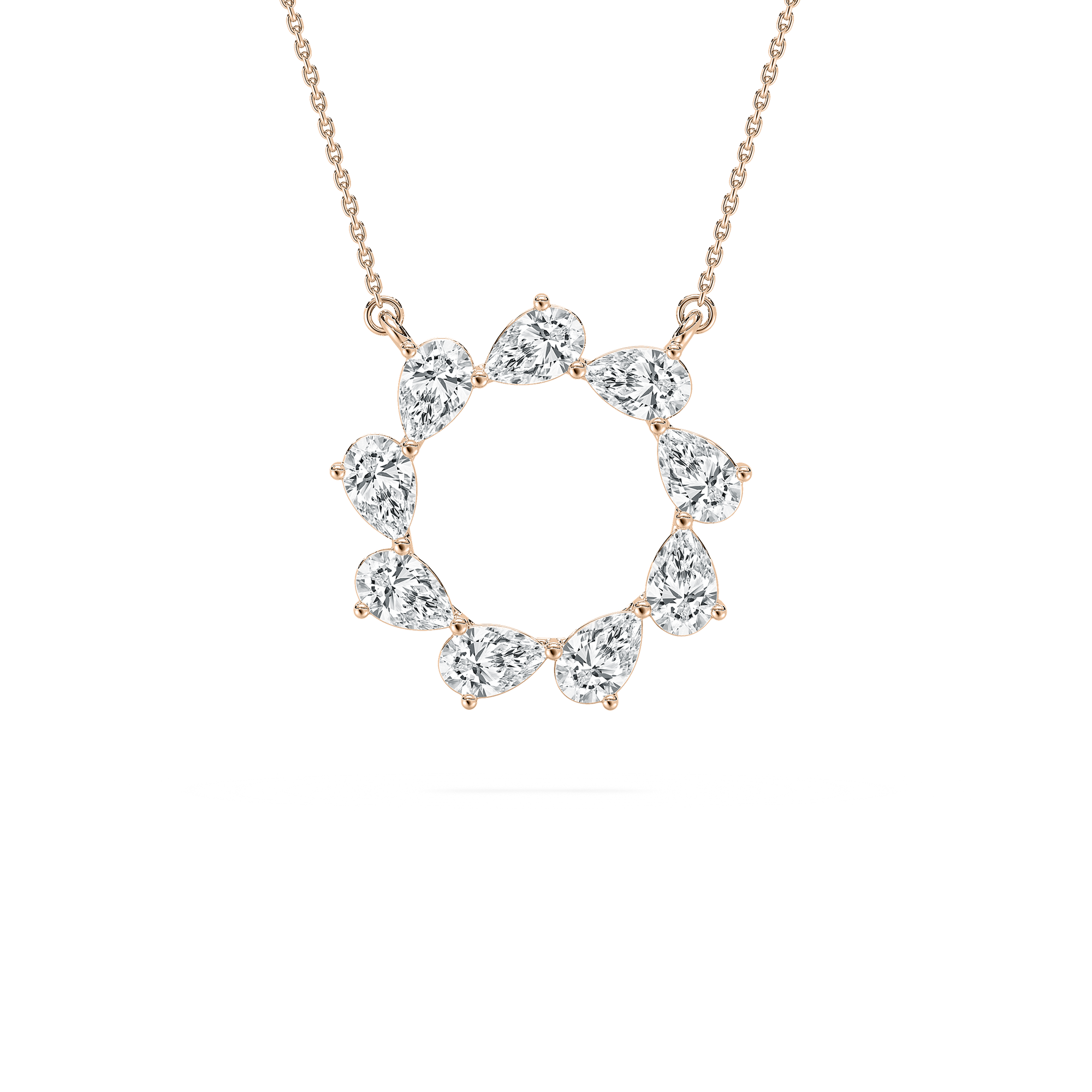 Point to Point Pear Necklace in Rose Gold