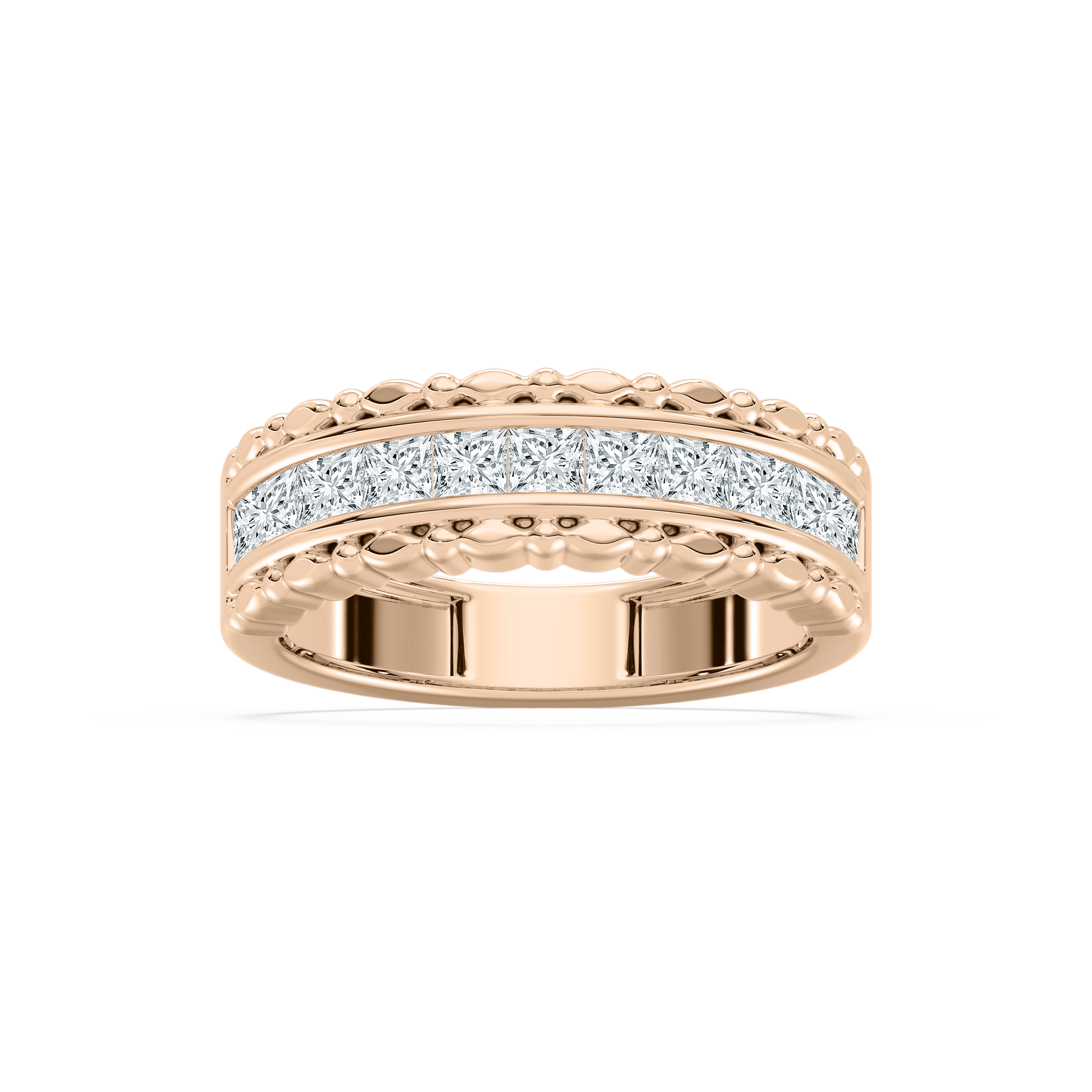 Princess-Cut Eleven-Stone Channel Band in Rose Gold