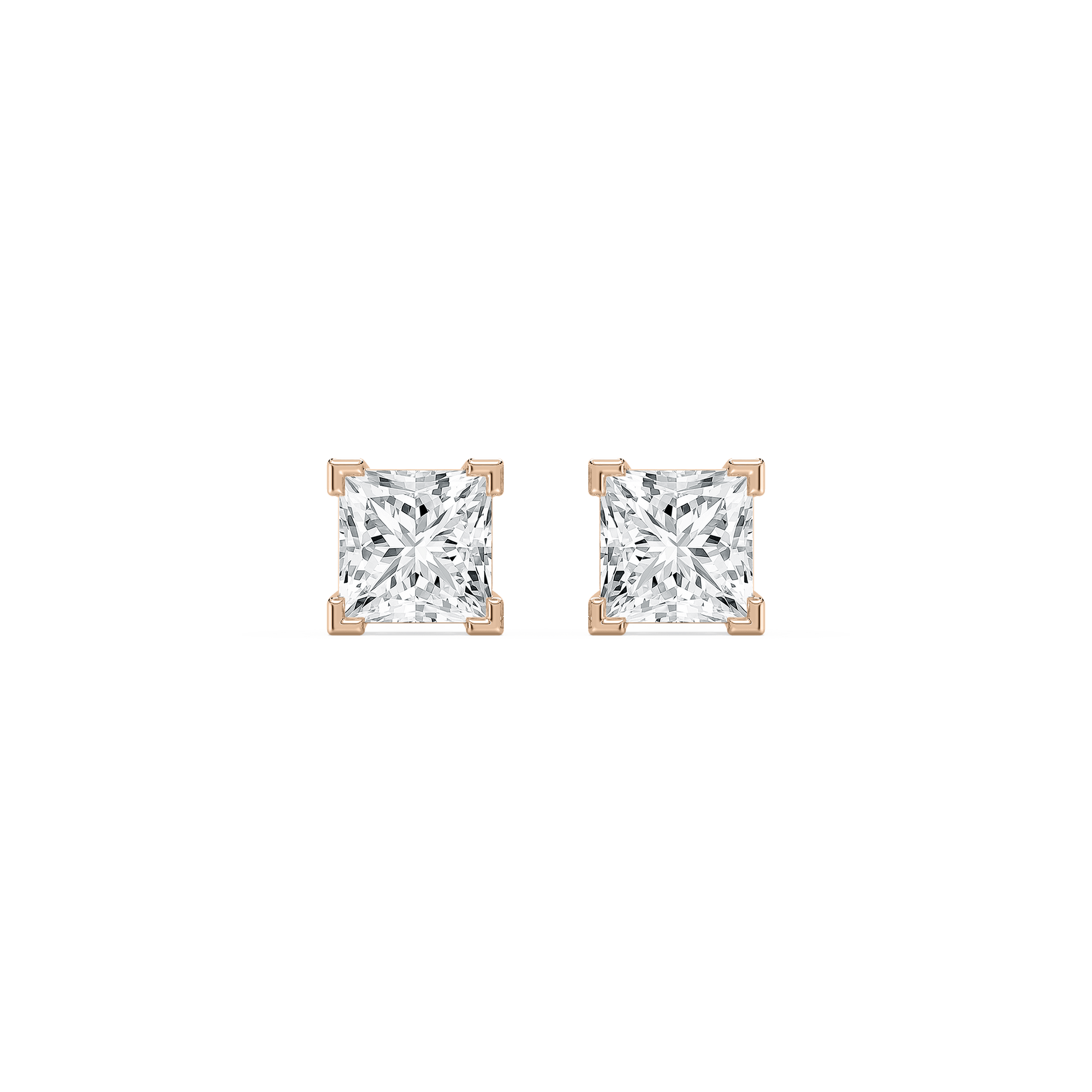 Princess-Cut Lab Diamond Studs in Rose Gold