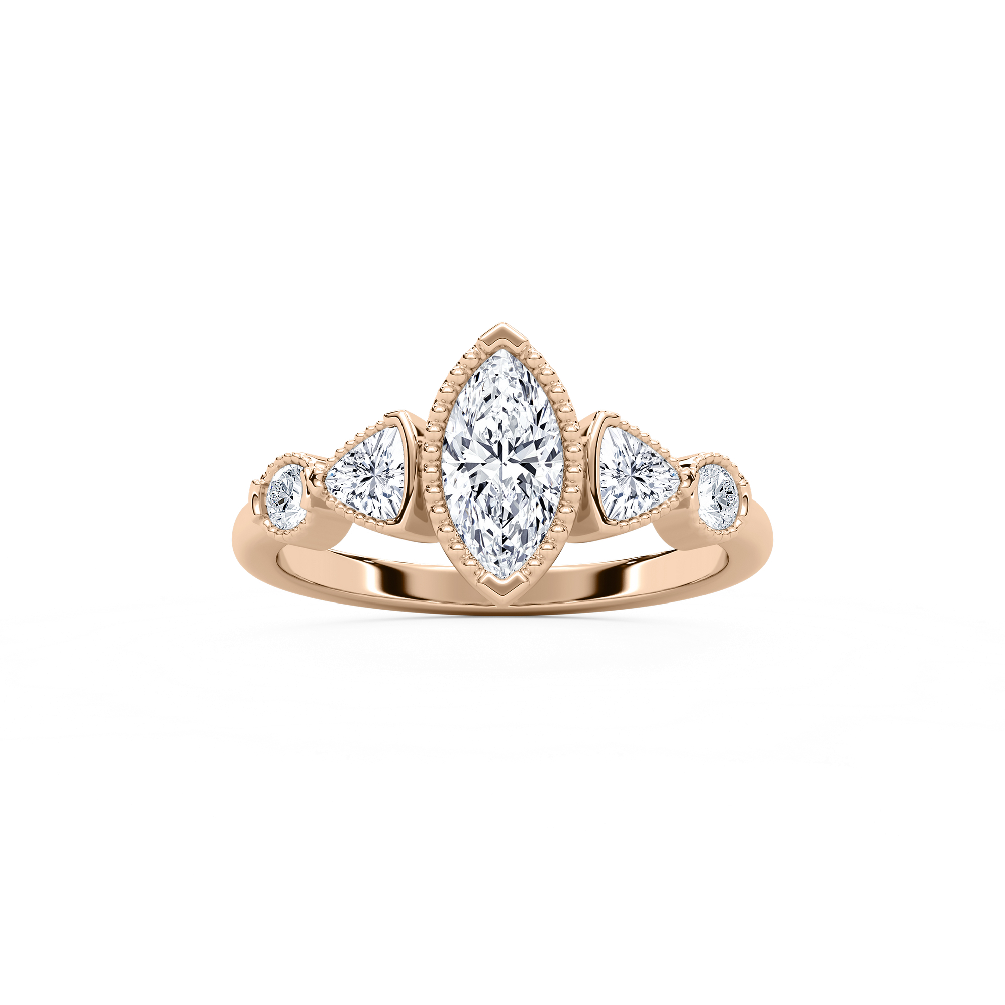 Quinn Petite Marquise Engagement Ring in Rose Gold