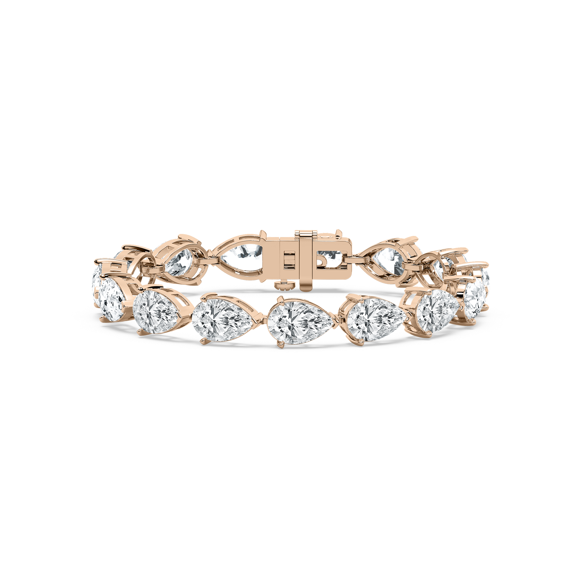 Regal Pear Tennis Bracelet in 14K Rose Gold