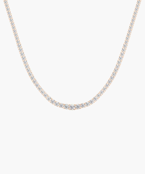 Riviera Round Diamond Tennis Necklace in Rose Gold | Miadonna