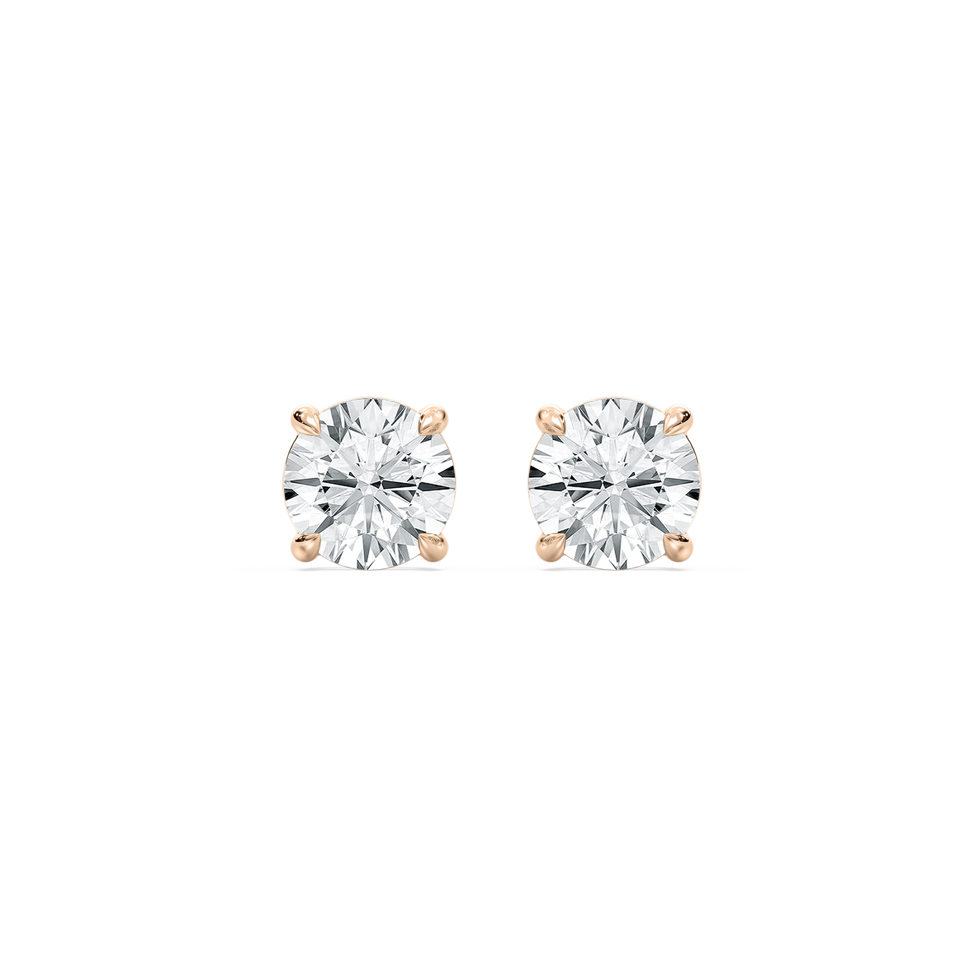 Round-Cut Basket Stud Earrings in Rose Gold