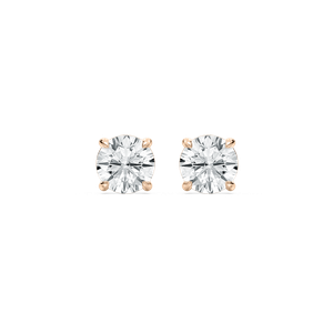Round-Cut Basket Stud Earrings in Rose Gold