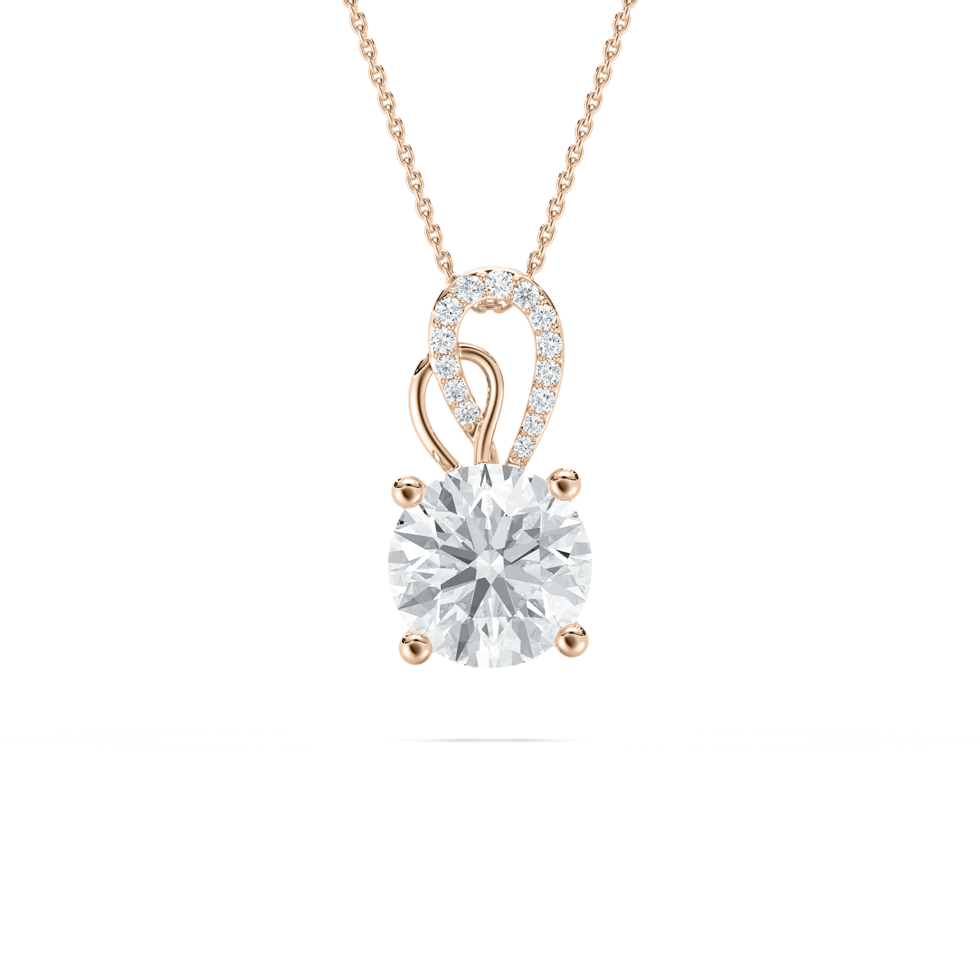 Round Accent Necklace in Rose Gold