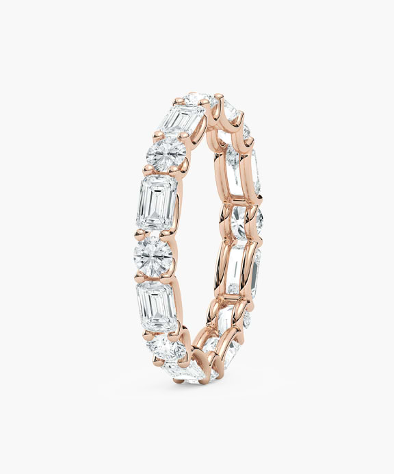 Round And Emerald Diamond Full Eternity Band | Miadonna