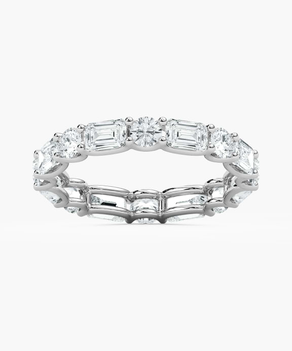 Round And Emerald Diamond Full Eternity Band | Miadonna