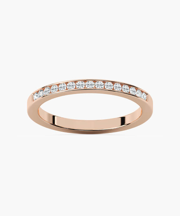 Round Diamond Channel Set Band in Rose Gold | Miadonna