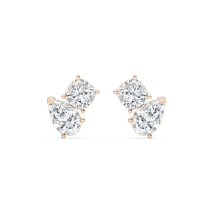 Round Pear Stud Earrings in Rose Gold