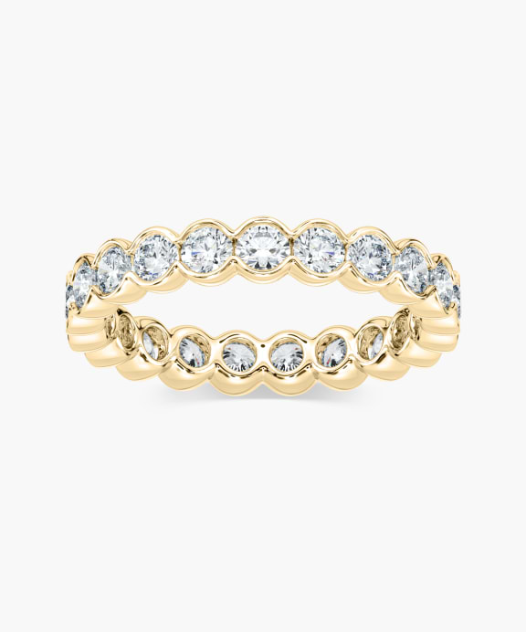 Round Semi Bezel Eternity Band in Yellow Gold | Miadonna