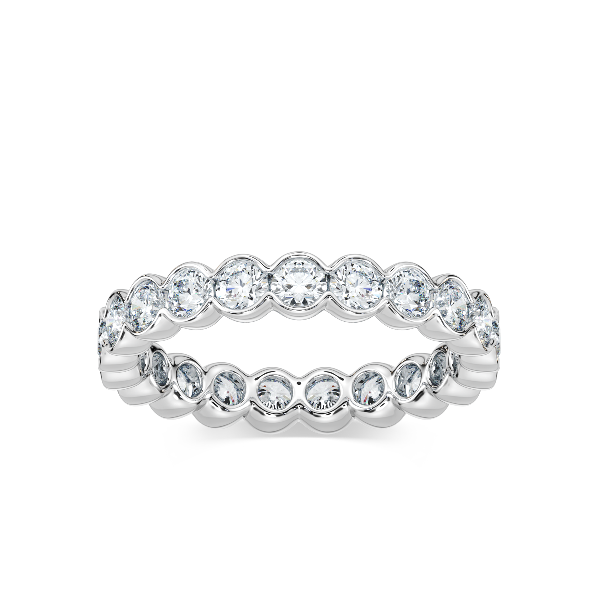 Round Semi Bezel Lab-Grown Diamond Eternity Band with 4.0ctw in Platinum – Size 5.5