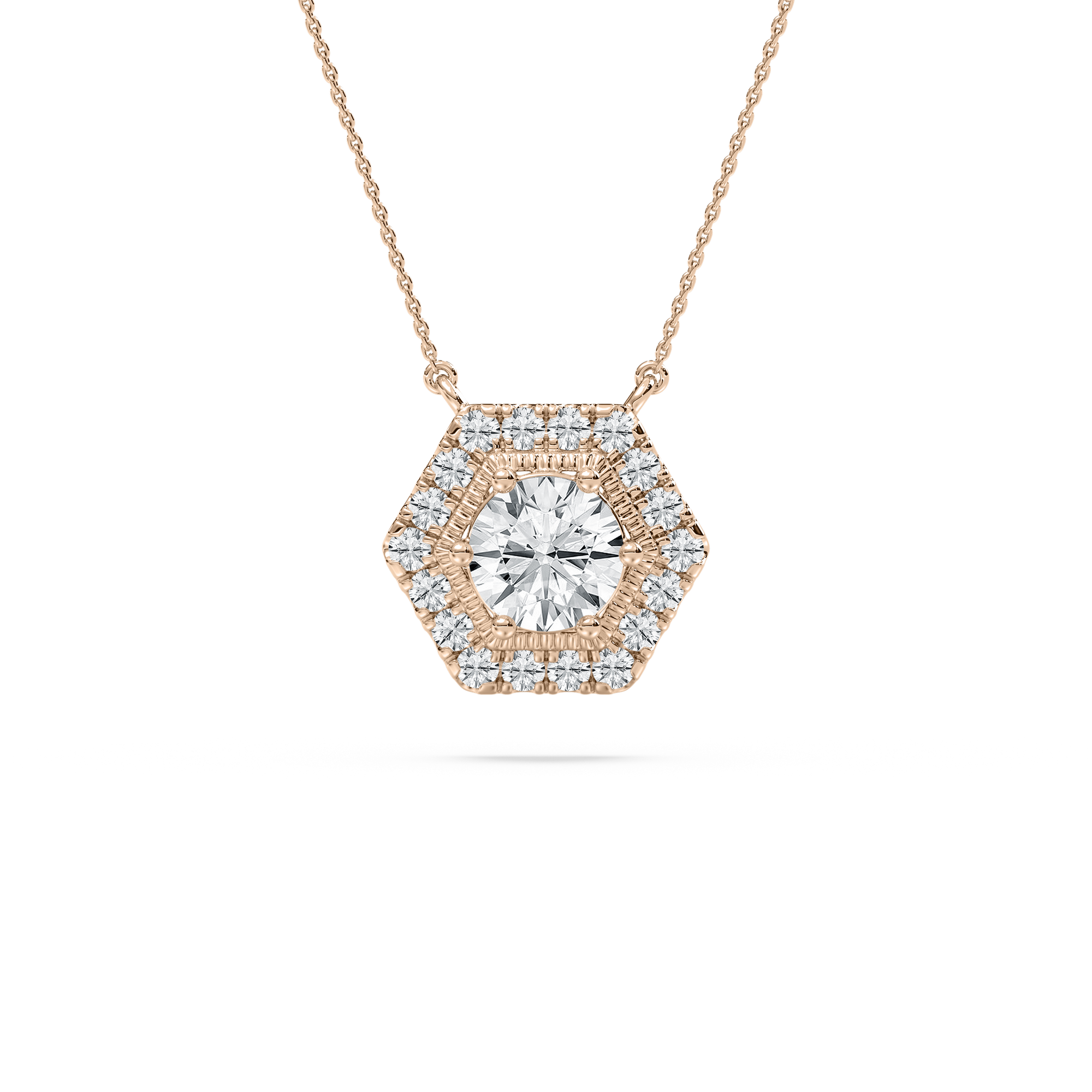Round Solitaire Accent Necklace in Rose Gold