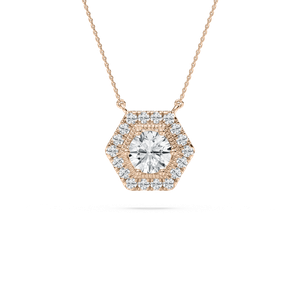 Round Solitaire Accent Necklace in Rose Gold