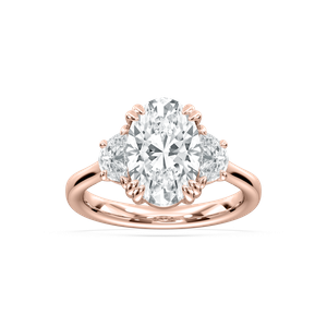 Selene Oval Three Stone Ring in Rose Gold
