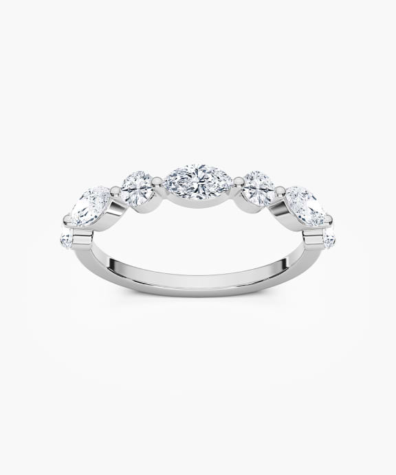 Seven Stone Round And Marquise Lab Diamond Band in White Gold | Miadonna