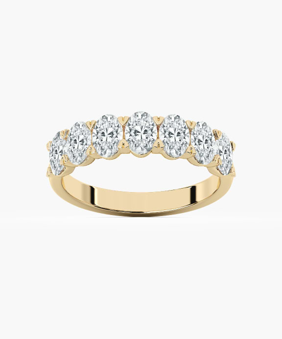 Seven Stone V Prong Band in Yellow Gold | Miadonna
