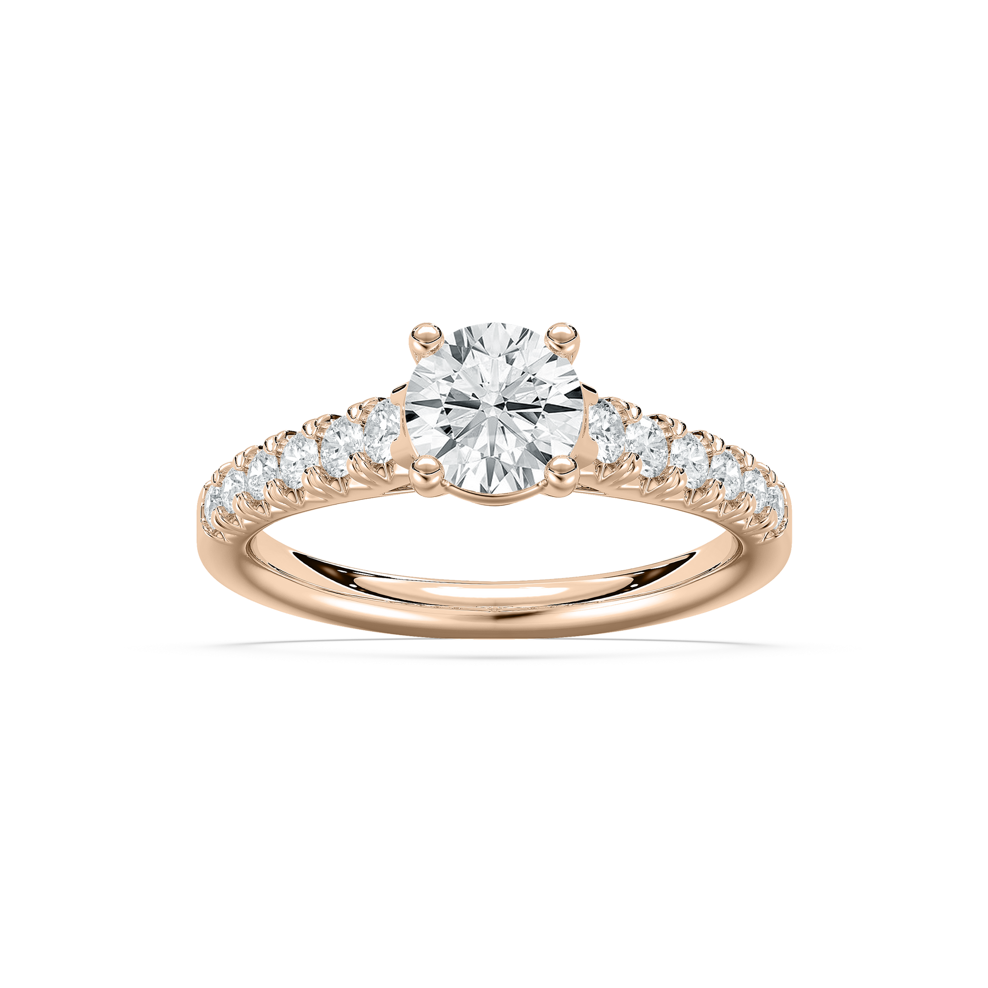 Sidestone Engagement Ring in Rose Gold