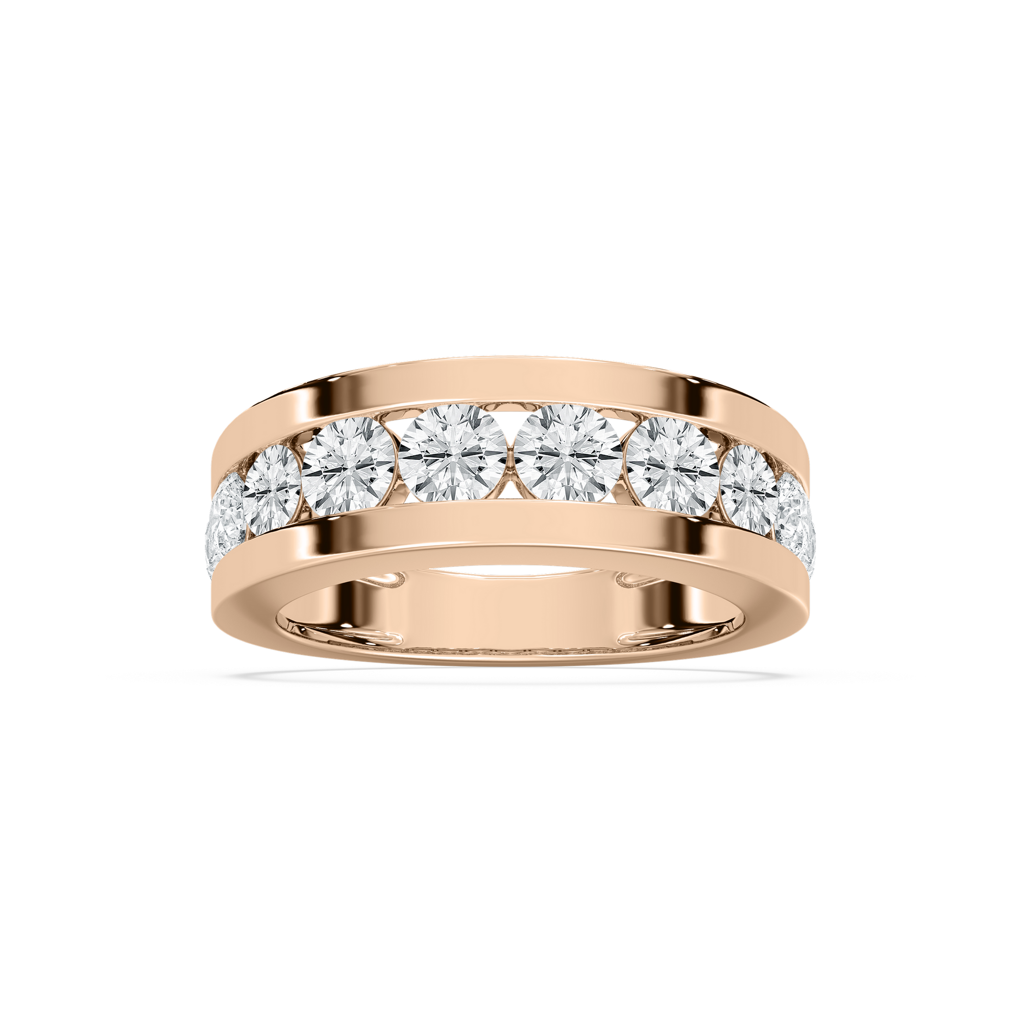 Silas Mens Channel Band in Rose Gold