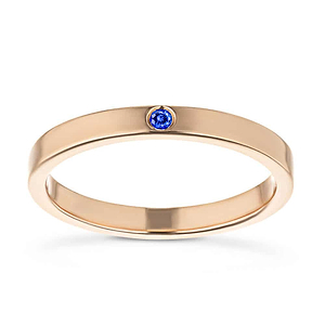Blue Sapphire Single Stone Stackable Band