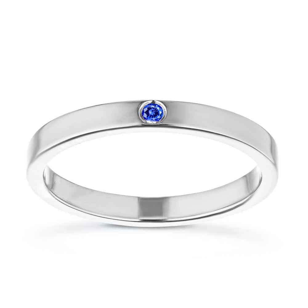 Single Stone Stackable Band shown with a 0.02ct lab-grown diamond in recycled 10K white gold | single stone stackable band lab-grown diamond recycled 10K white gold