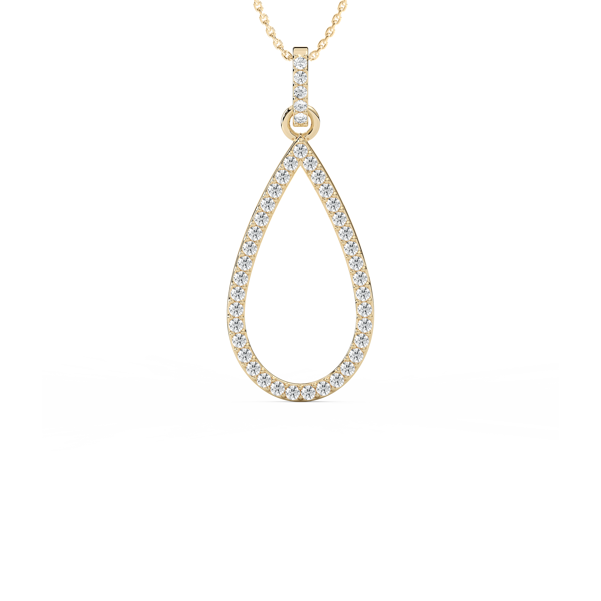 Teardrop Diamond Accented Necklace – 0.26ctw Lab-Grown Diamonds in 14K Yellow Gold