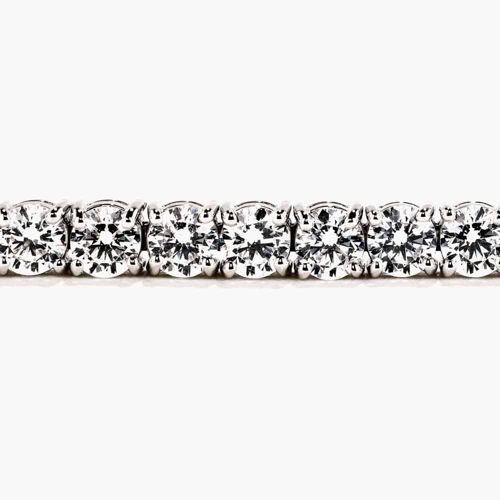 Shown in 14K White Gold|classic diamond tennis bracelet with lab grown diamonds set in 14K white gold by MiaDonna