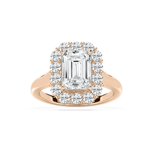 Thea Halo Emerald Engagement Ring in Rose Gold