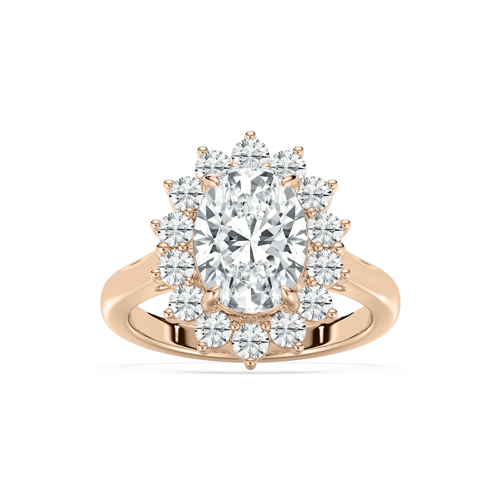 Thea Halo Oval Engagement Ring in Rose Gold