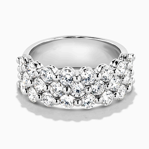 three row ring featuring lab grown diamonds by MiaDonna