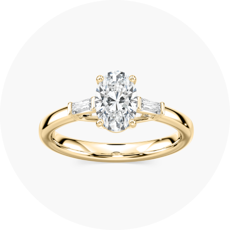 conflict free three stone engagement ring