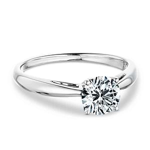classic solitaire diamond ring with a round cut lab grown diamond center stone