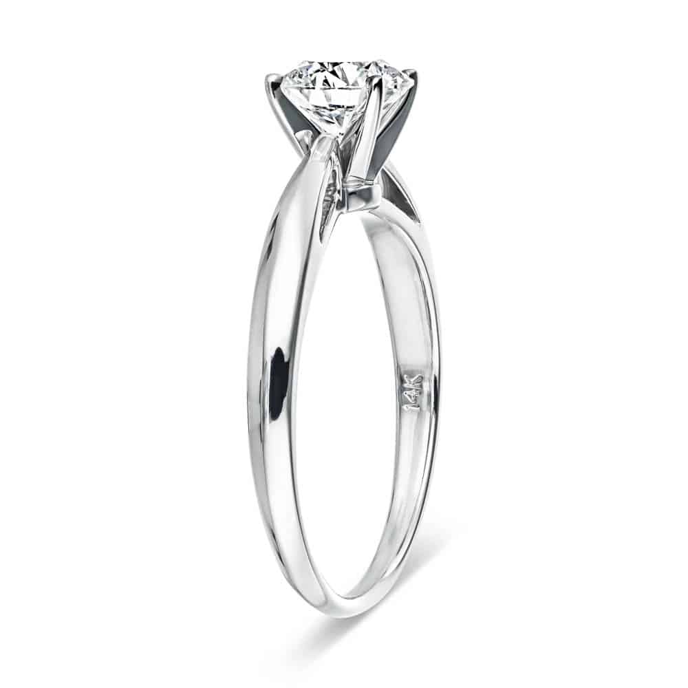 Shown In 14K White Gold With A Round Cut Center Stone|classic solitaire diamond ring with a round cut lab grown diamond center stone