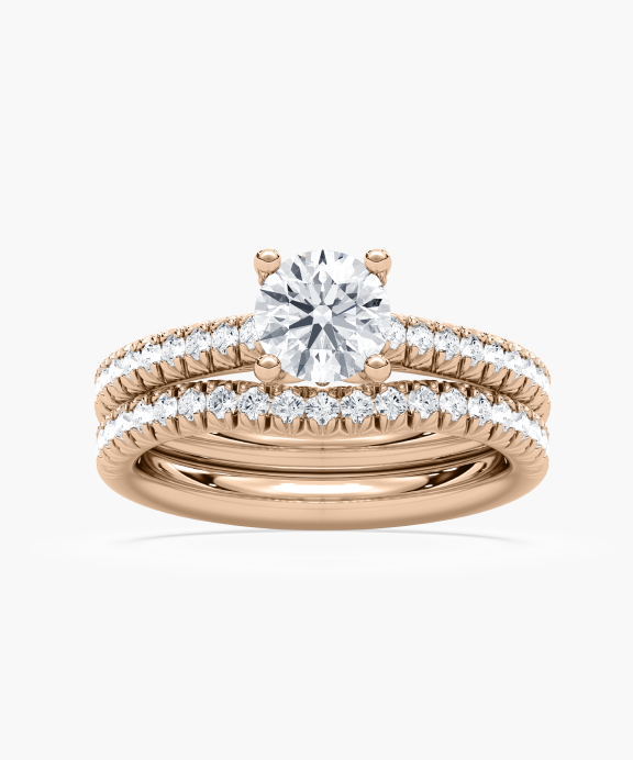 Tressa Round Wedding Set in 14K Rose Gold | Miadonna