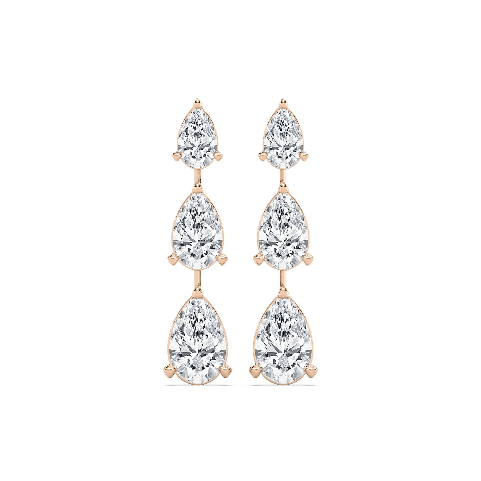 Triple Pear Drop Earrings in 14K Rose Gold