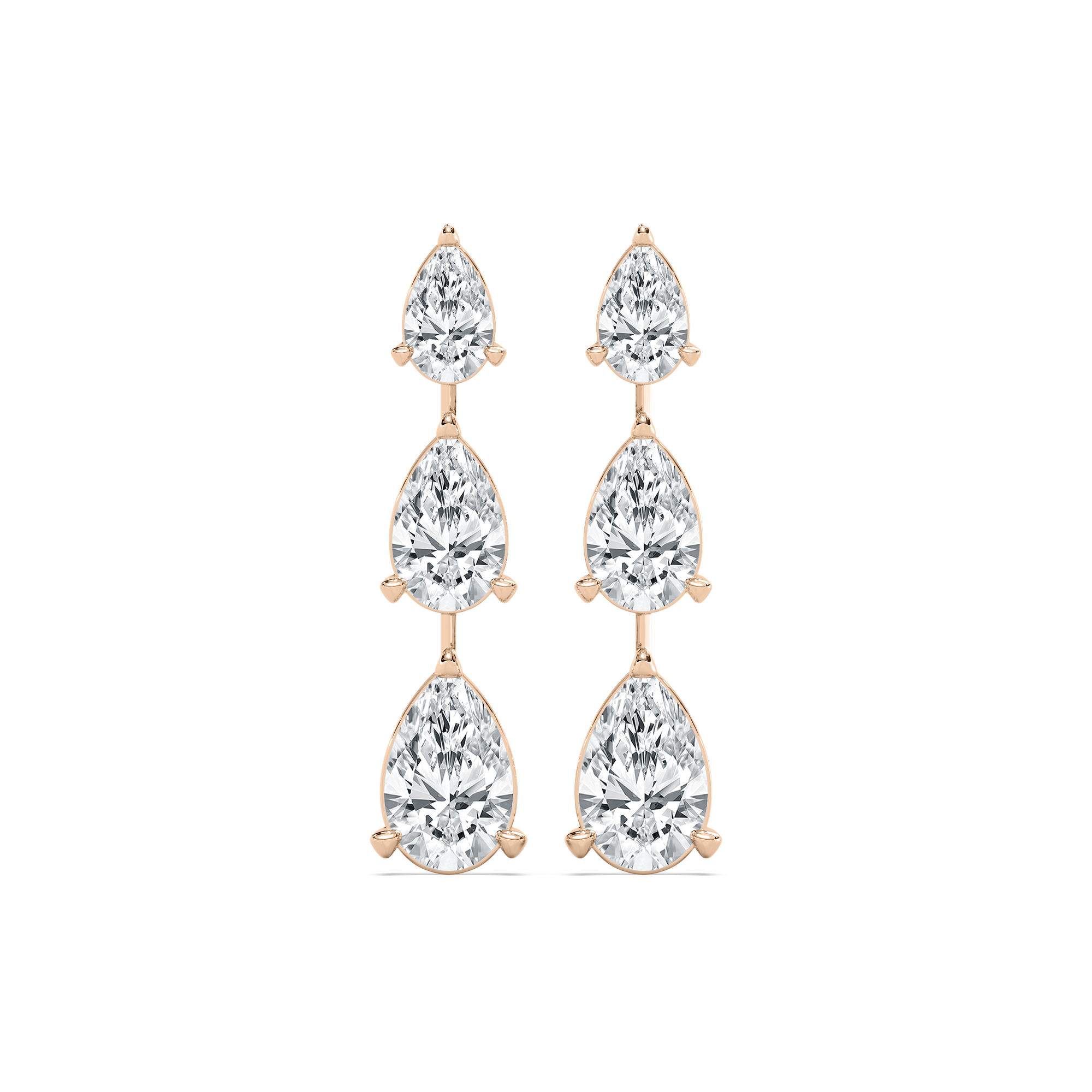 Triple Pear Drop Earrings in 14K Rose Gold