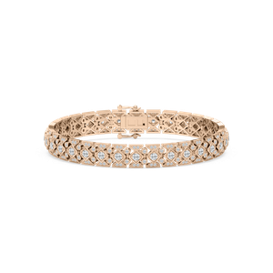 Triple Row Pavé Diamond Bracelet in Rose Gold