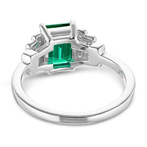  Vivienne Antique Engagement Ring emerald Lab Grown Gemstone recycled 14K white gold