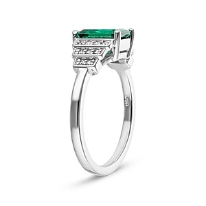  Vivienne Antique Engagement Ring emerald Lab Grown Gemstone recycled 14K white gold