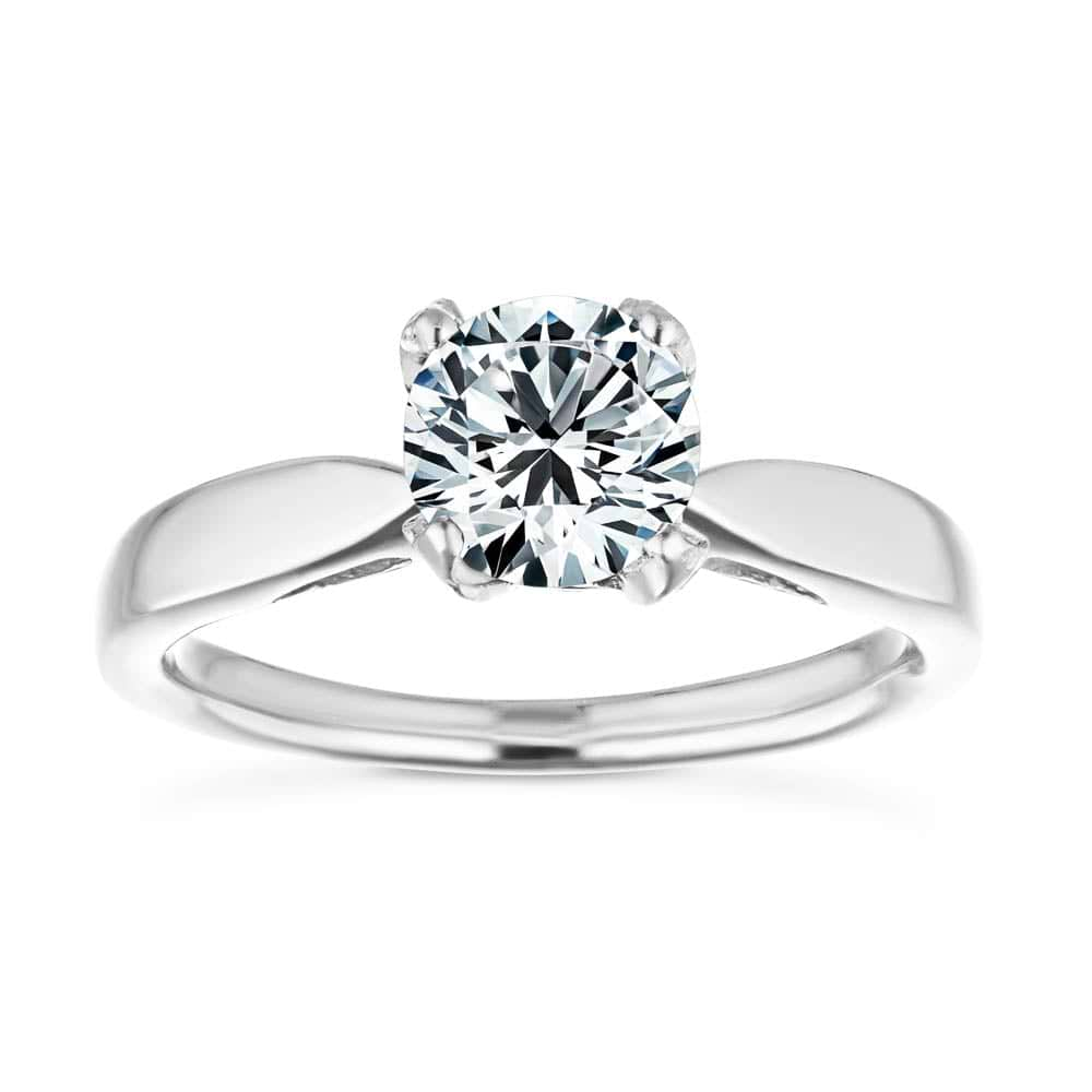 Winter Rose Engagement Ring shown with a 1.50ct round cut Lab-Grown Diamond in 14K white gold| Winter Rose Engagement Ring 1.50ct round cut Lab-Grown Diamond 14K white gold